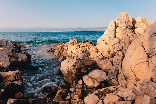 stone beach  sea  croatia