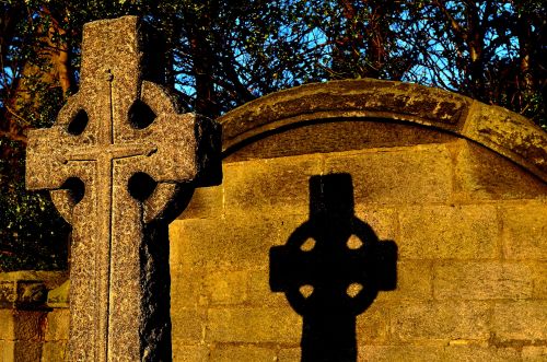 Stone Cross At Sunset