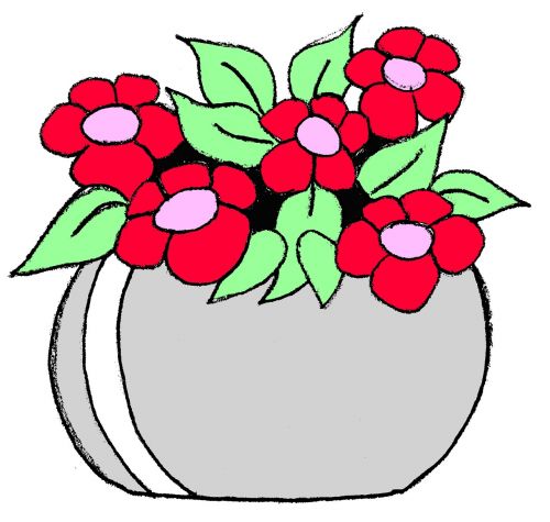 stone pot red flower