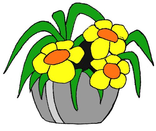 stone pot yellow flower
