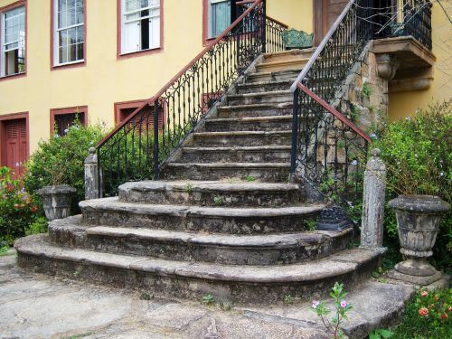 stone stairway ladder farmhouse