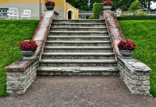 stone stairway stairs manor