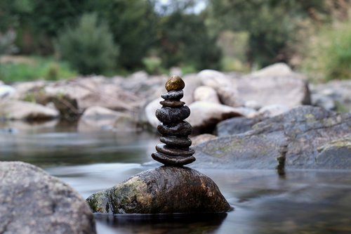 stone tower  water  river