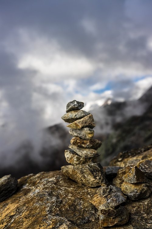 stone tower  mountains  rock