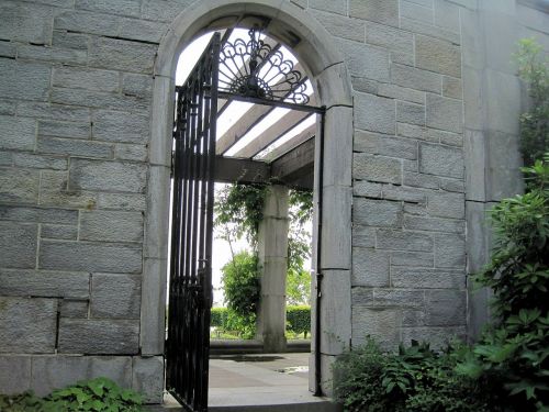 stone wall arched gate