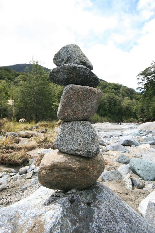 stones stacked river