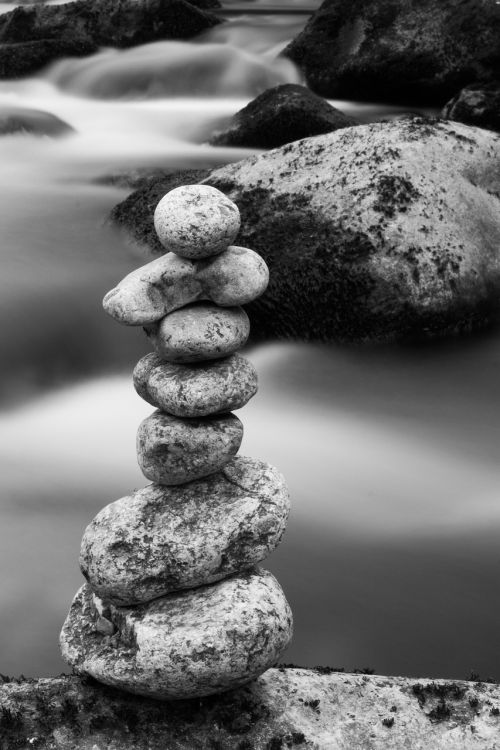 stones stack black white