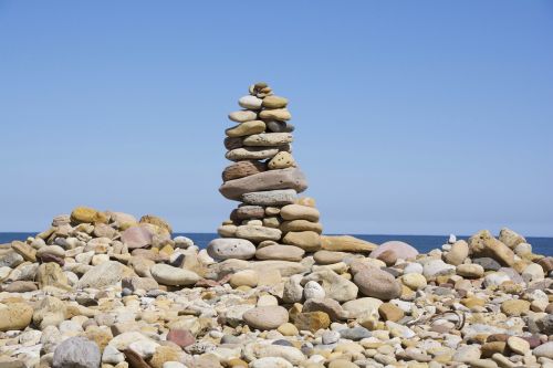 stones pile beach