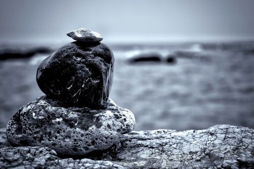 stones black and white rock