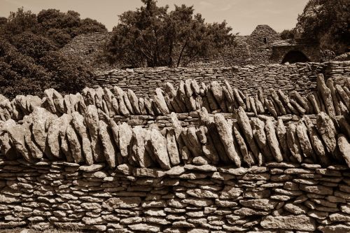 stones trees wall