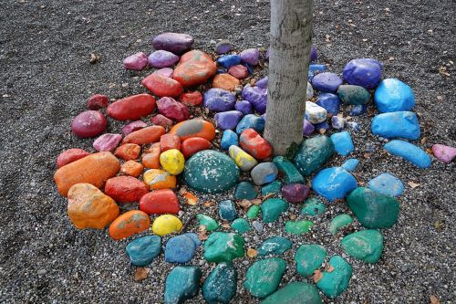 stones colorful tree