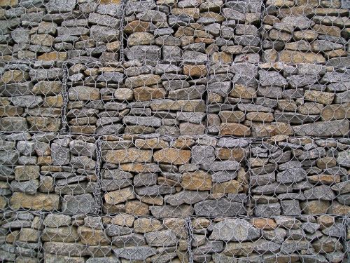 stones fence metal mesh