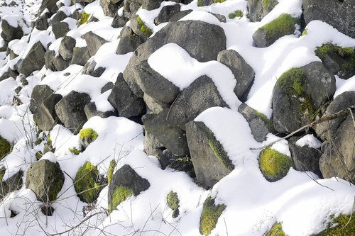 stones  winter  snow