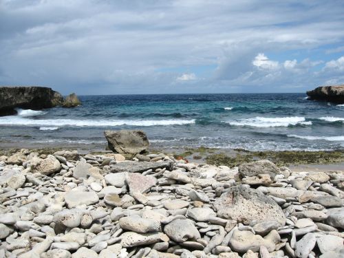 stones sea clouds