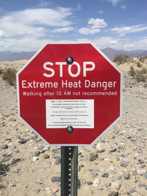 stop sign death valley extreme heat