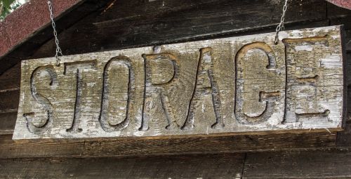 storage sign wooden