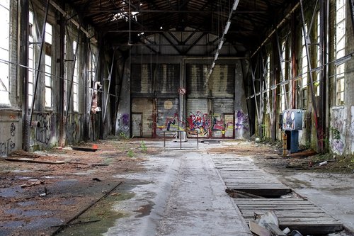 storage hall  warehouse  dilapidated