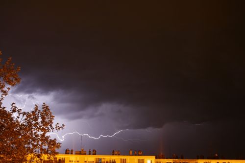 lightning at night city