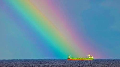 storm rainbow ship