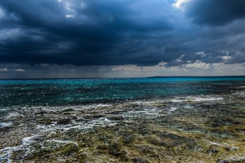 stormy clouds  sea  water