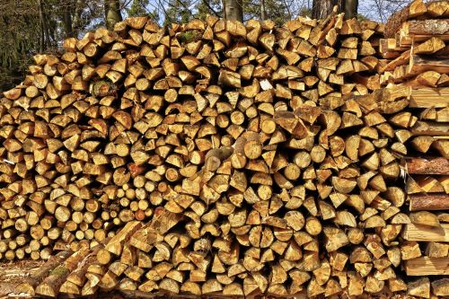 strains firewood stacked