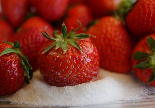 strawberries sugar dessert