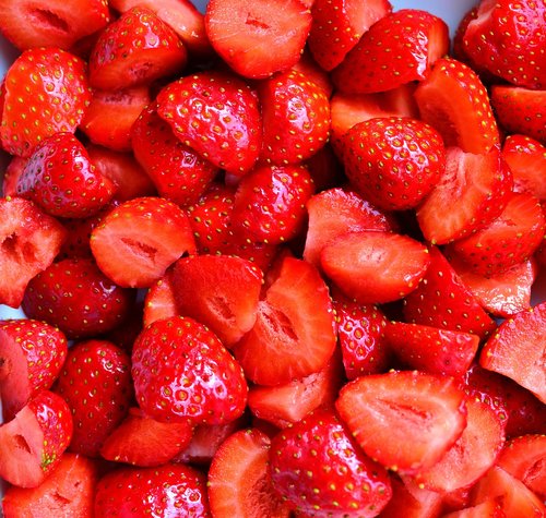 strawberries  fruit  cut