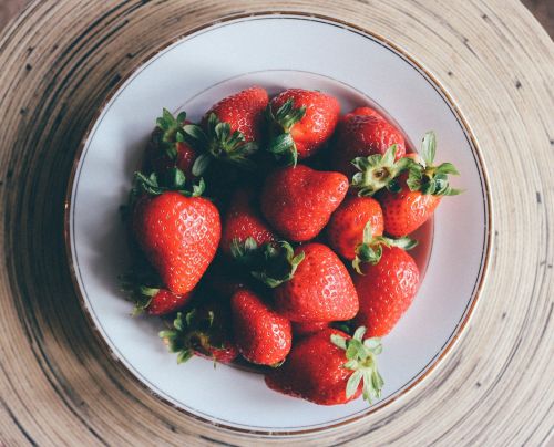strawberries fruit plate food