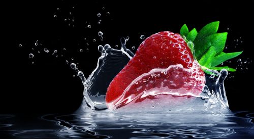 strawberry water splashes splash