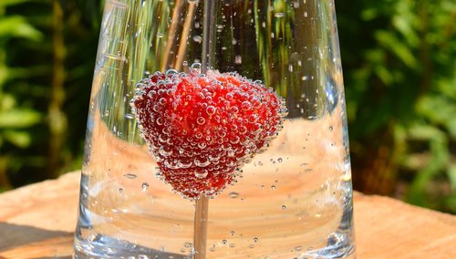 strawberry  water bubbles  air bubbles