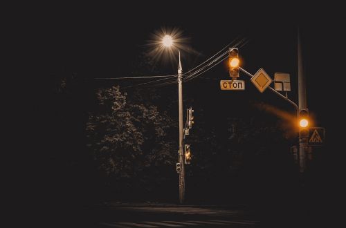 street sign night