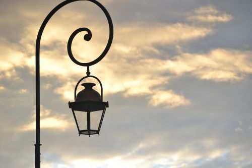 street lamp sunset sky