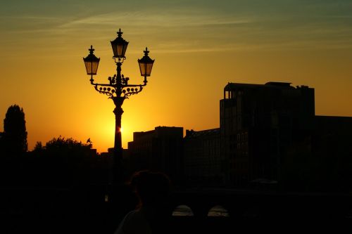 street lamp lantern sunset