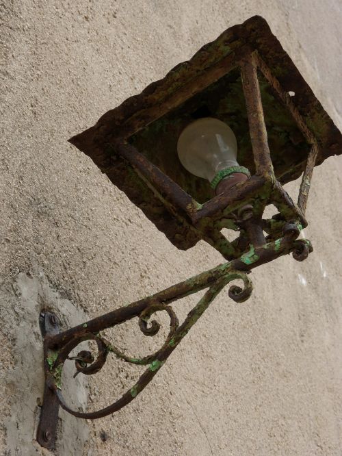 street lamp old ruin