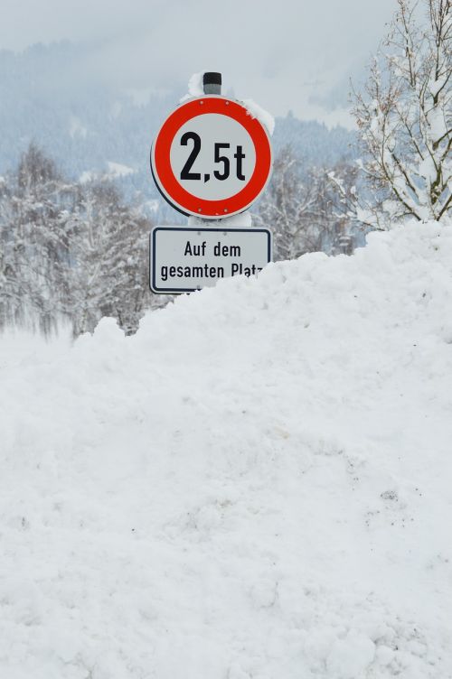 street sign winter snow