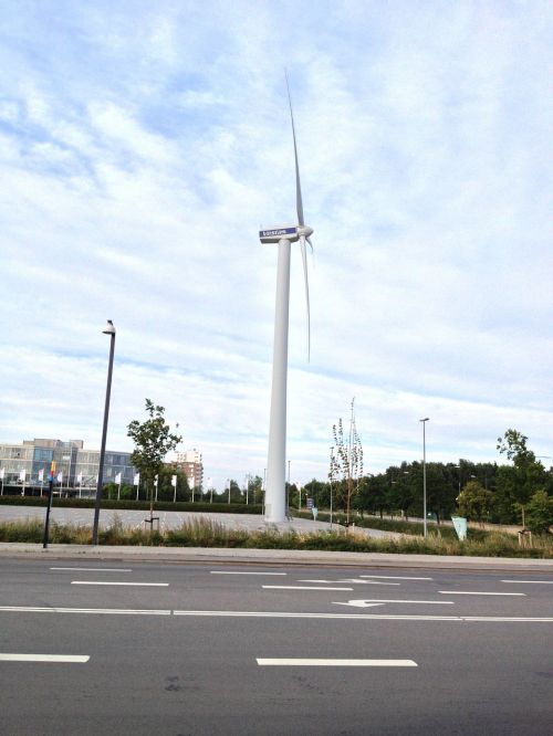 street view wind power generation blue sky