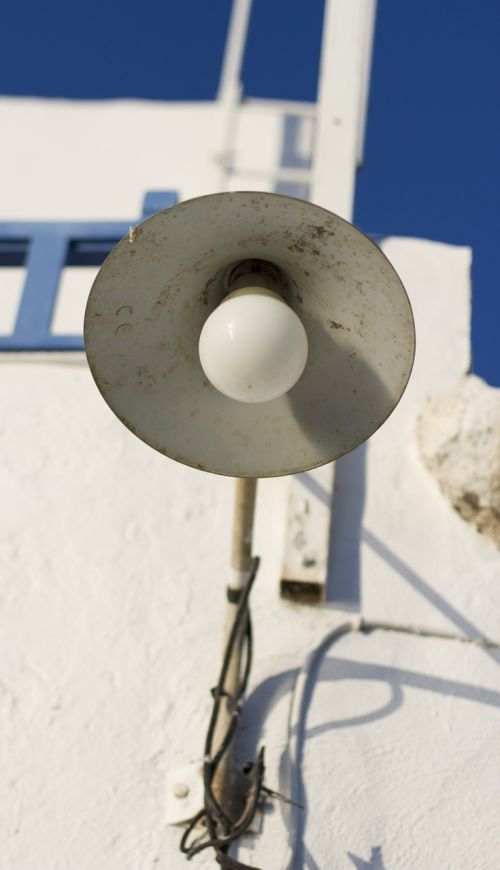 street lamp greece architecture