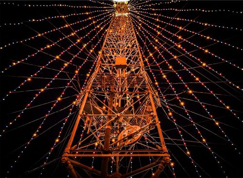 string lights tower night