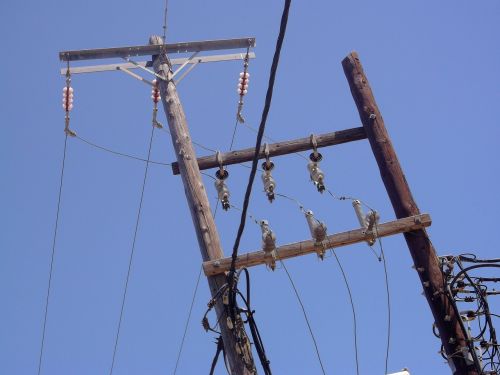 strommast greece blue sky