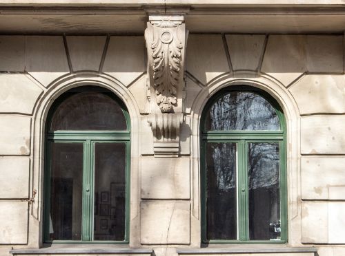 stucco façade window sculpture architecture