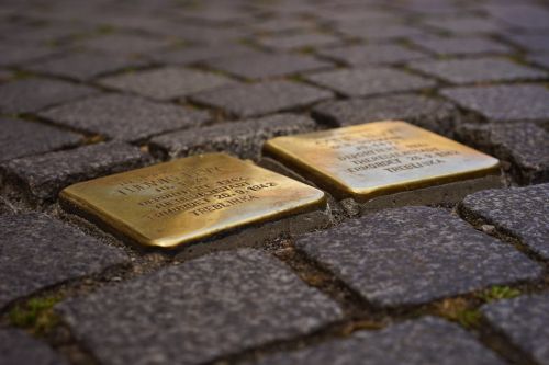 stumbling blocks memorial tablets brass plaque