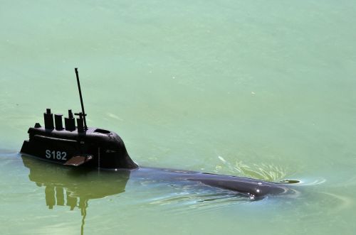 Submarine Model In Pond
