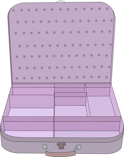 suitcase purple open