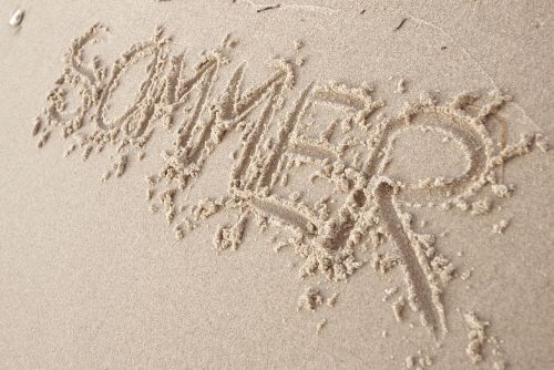 summer lettering sand