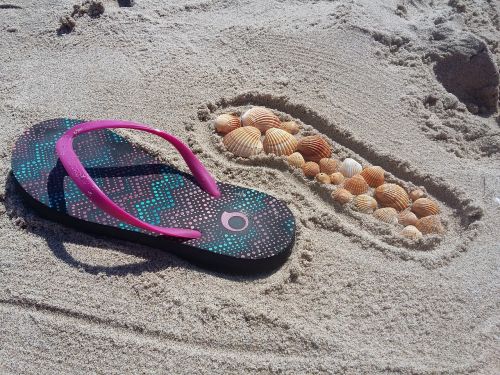 summer flip flops sand