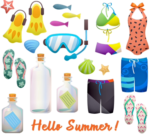 summer  swimsuit  flip flops