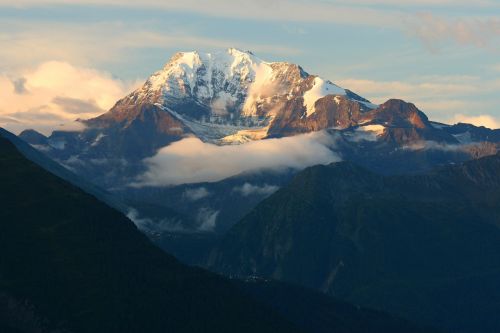 summit in morning light alpine valais
