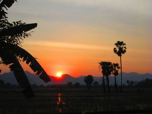 sunset kanchanaburi thailand