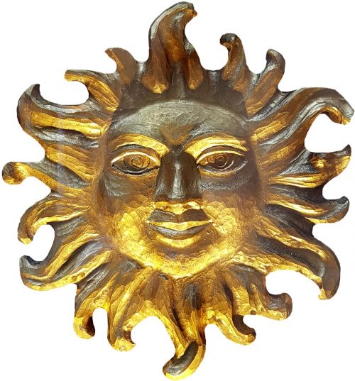 sun carving woodcut