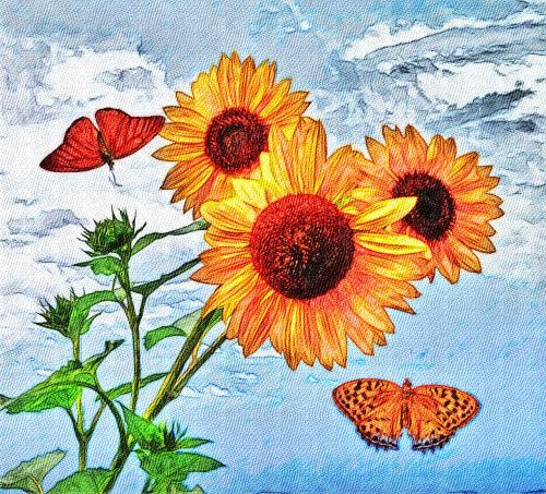 sun flower summer painting